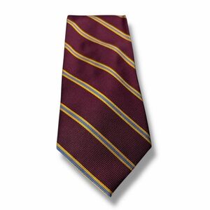 Maroon Diagonal Blue,Gold Stripe Men’s Silk Tie